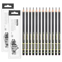 Unique Bargains - 24pcs 8B Sketch Pencils Professional Graphite Wood Break-Resistant for Artists Beginners Shading Doodling - Black
