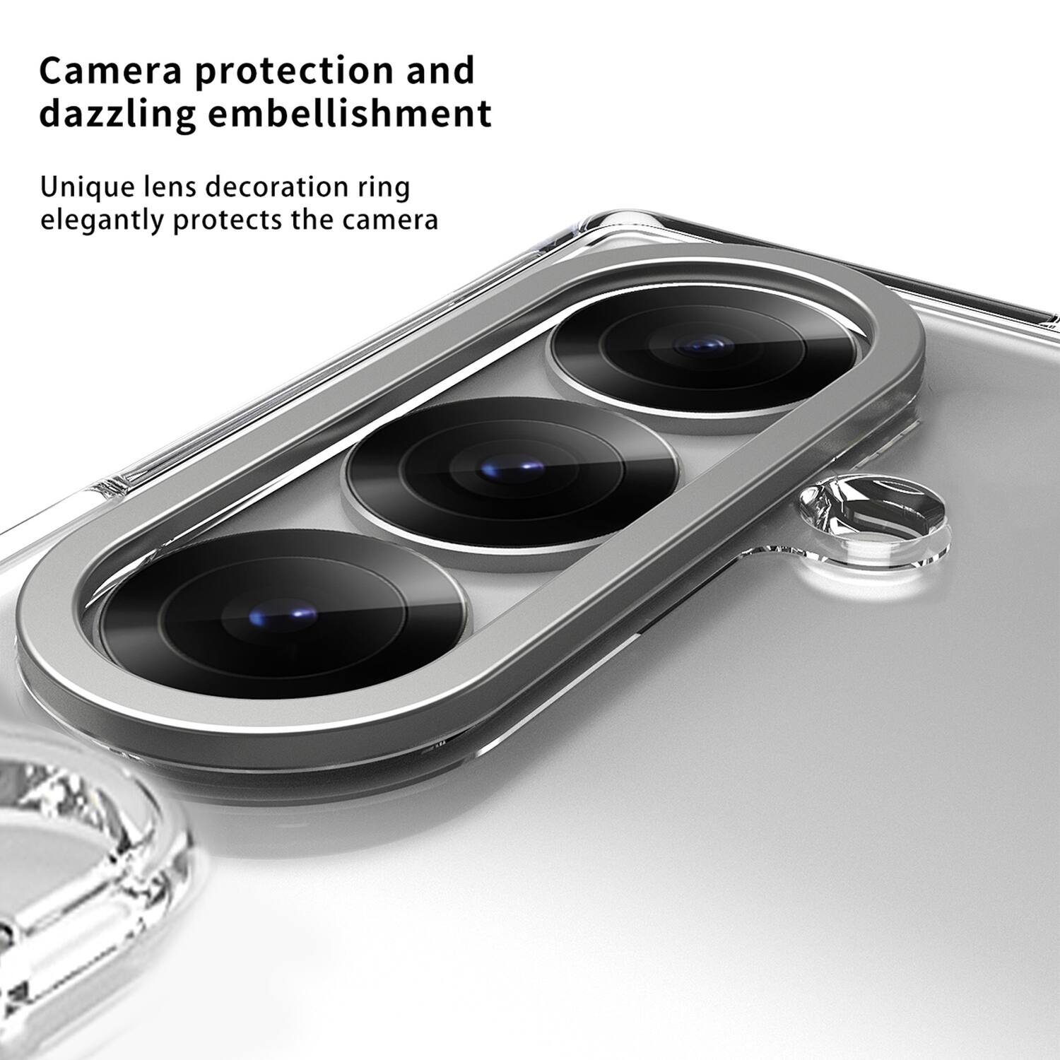Camera protection and dazzling embellishment

Unique lens decoration ring elegantly protects the camera