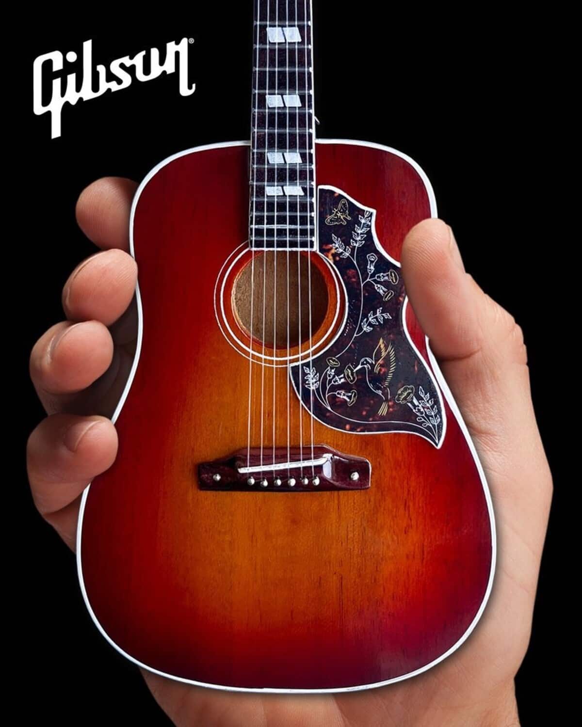 Axe Heaven - Gibson Hummingbird Vintage Cherry Sunburst Mini Acoustic Guitar Replica Collectible - COLLECTIBLES - Multicolor