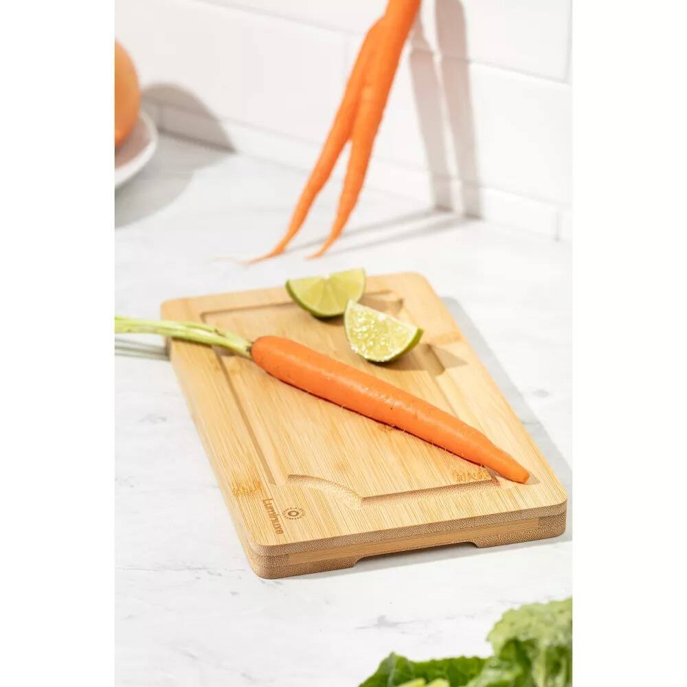Alt View 4. Luminuxe - Bamboo Cutting Board Set of 3, Wood Cutting Boards with Juice Groove, Nonslip Cutting Board Set.