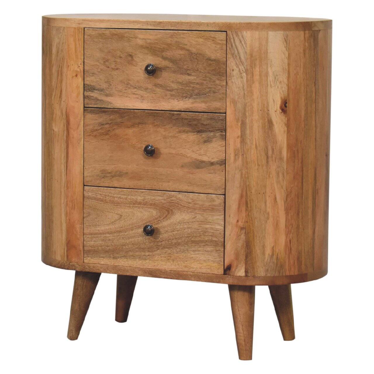 Left. Artisan Furniture - Artisan Furniture Solid Wood Mini Oak-ish Cabinet, 3 Drawers, Brown - Brown.