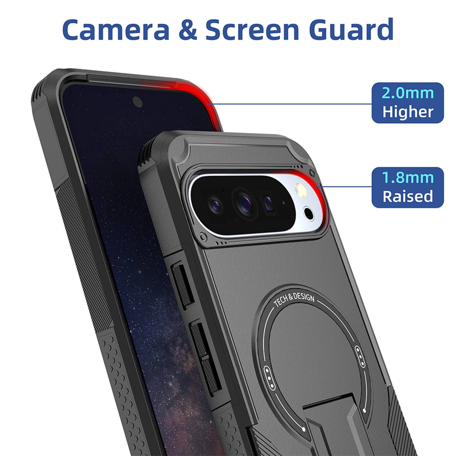 Camera & Screen Guard

2.0mm Higher

1.8mm Raised

TECH & DESIGN