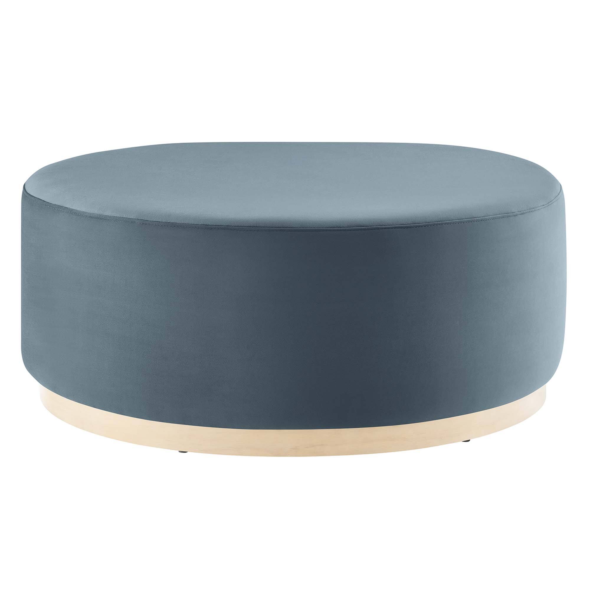 Alt View 1. Modway - Tilden Large 38" Round Performance Velvet Upholstered Ottoman by Modway - Cadet Blue Natural.