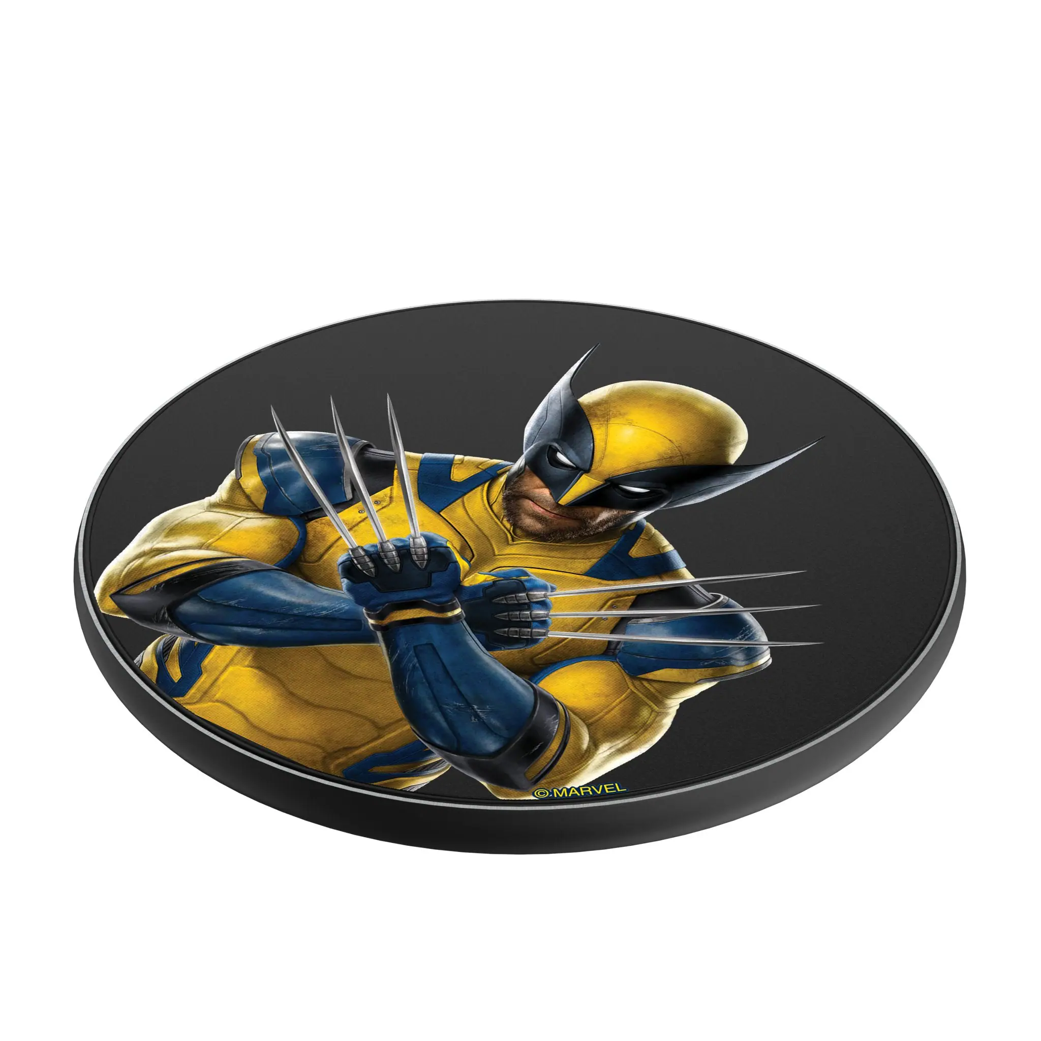 Angle. Keyscaper - Marvel Badge 15-Watt Wireless Charger - Deadpool Wolverine 2.