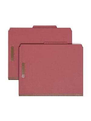 Front. Smead - 100% Recycled Heavy Duty Pressboard Classification Folder, 2" Expansion, Letter Size, Red, 10/Box (13724) - Red.