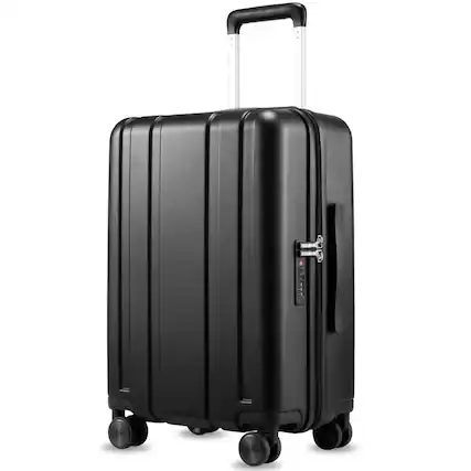 Front. LUGGEX - LUGGEX 20 Inch Carry On Luggage Airline Approved, 100% PC Hardside Travel Suitcase L2 with Spinner Wheels - EX-Core - Black.
