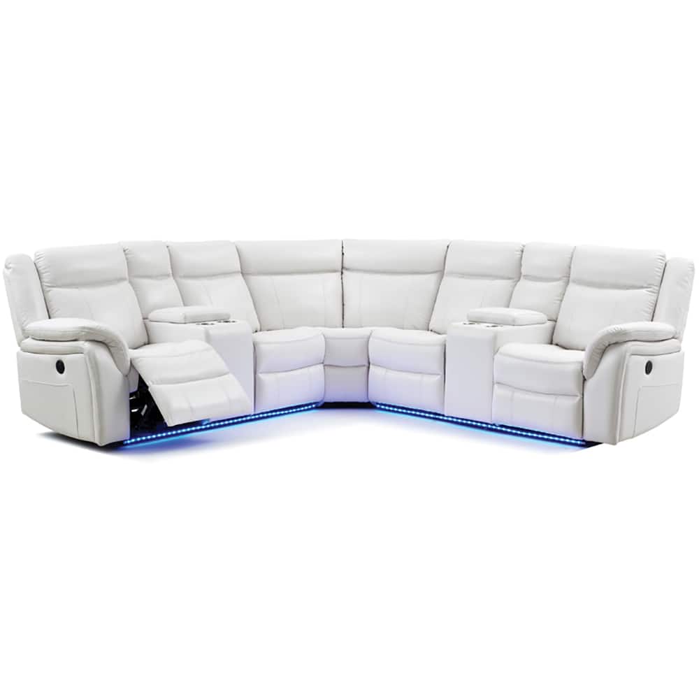 Global Furniture USA - Sectional PRAF CRLS with LED - White - White