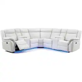 Global Furniture USA - Sectional PRAF CRLS with LED - White - White