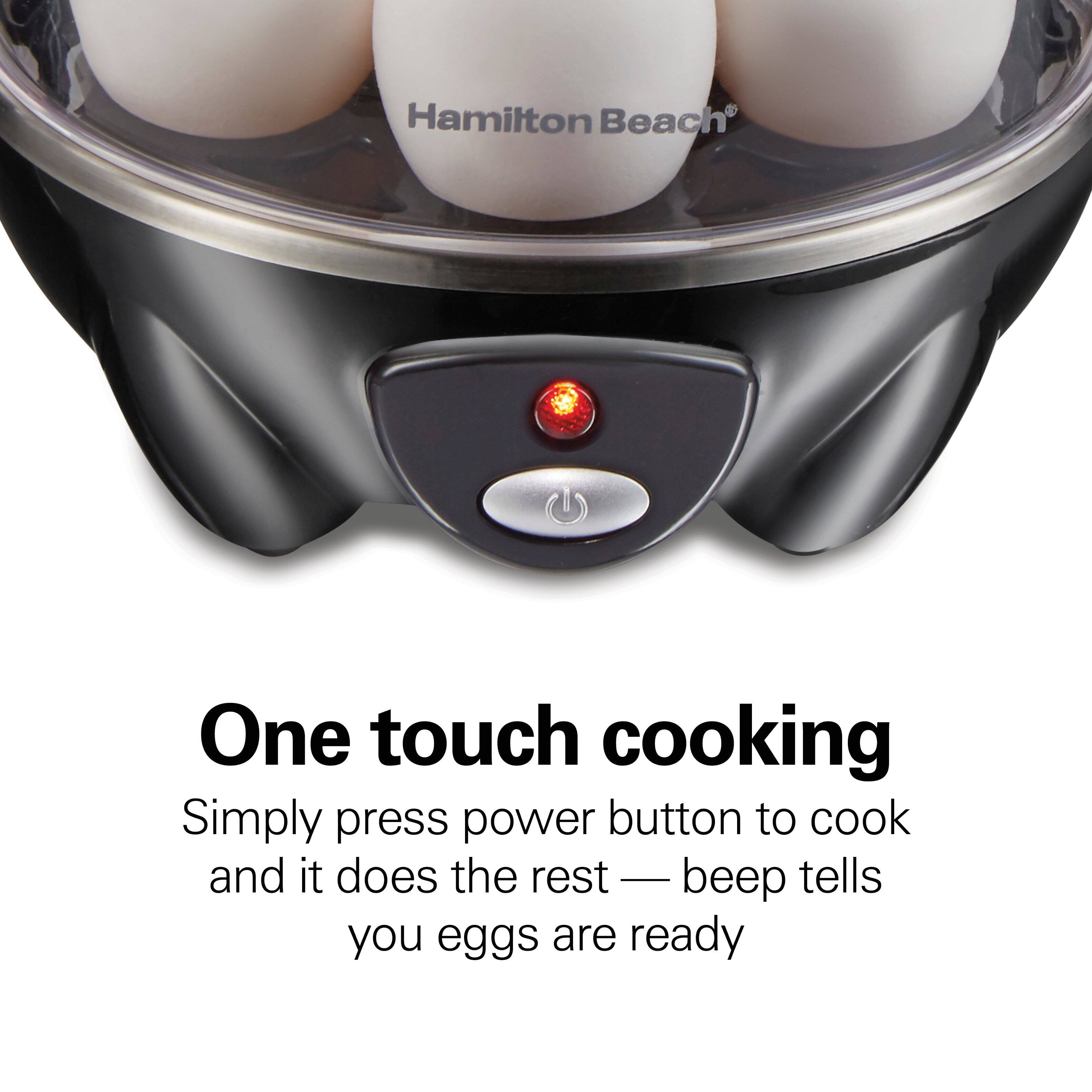 One touch cooking

Simply press power button to cook and it does the rest — beep tells you eggs are ready