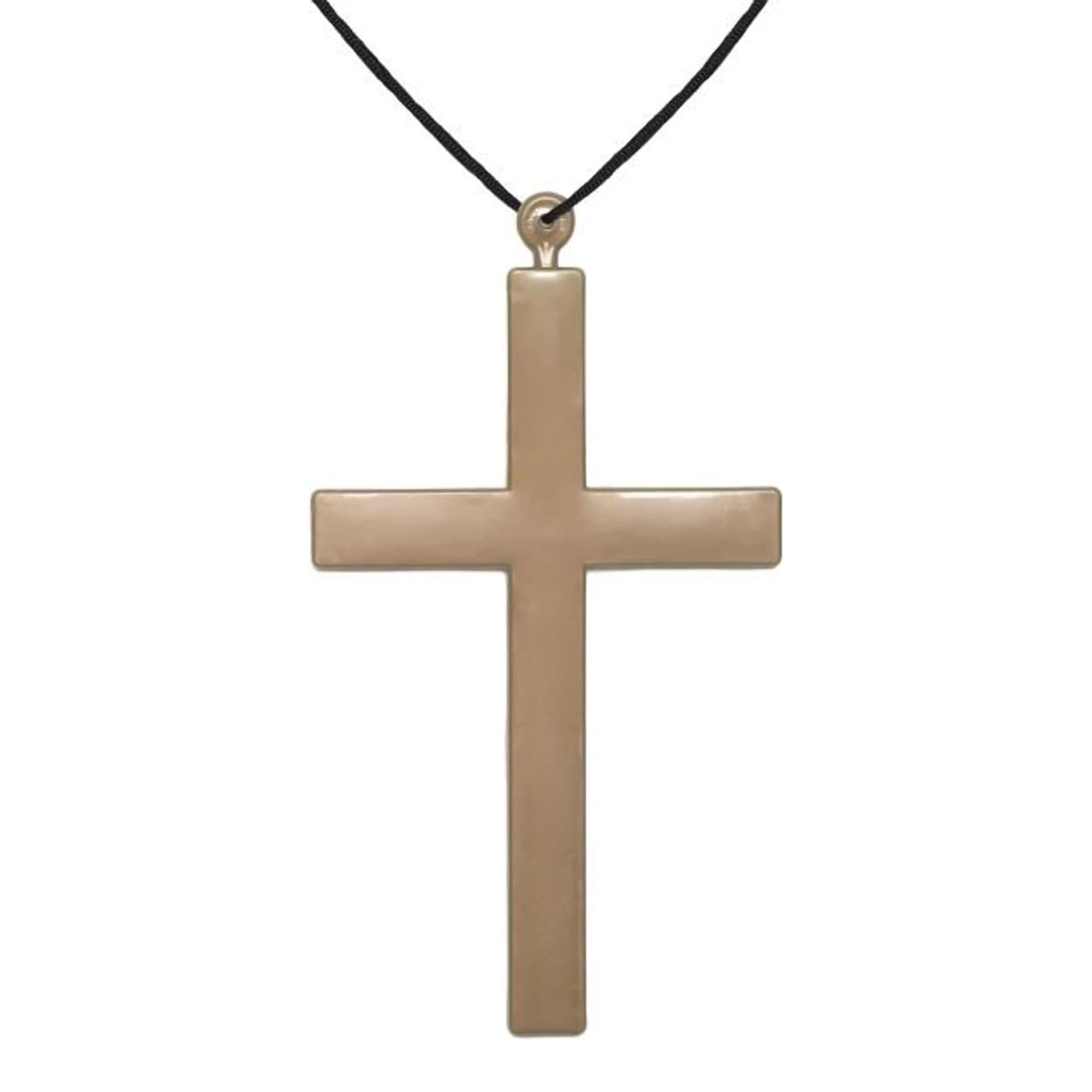 Front. Underwraps - Monk Cross Necklace Adult Costume Accessory - Gold.