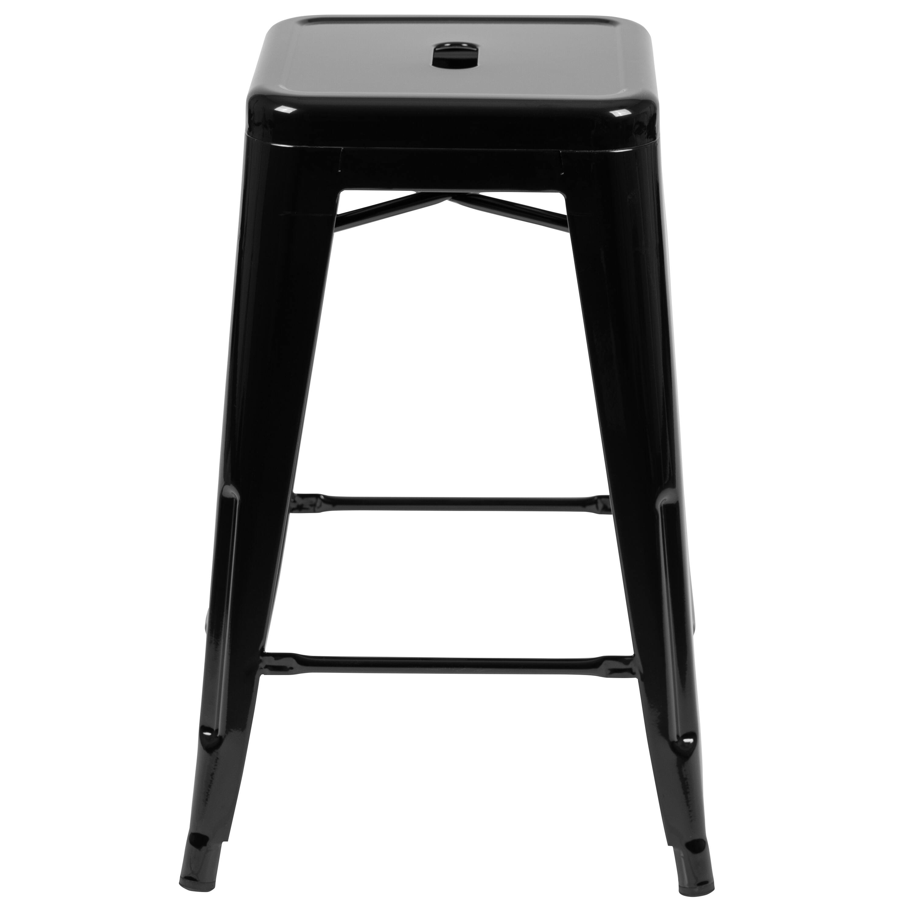 Alt View 6. Emma + Oliver - 4 Pack 24" High Metal Indoor Counter Bar Stool - Stackable Stool - Black.