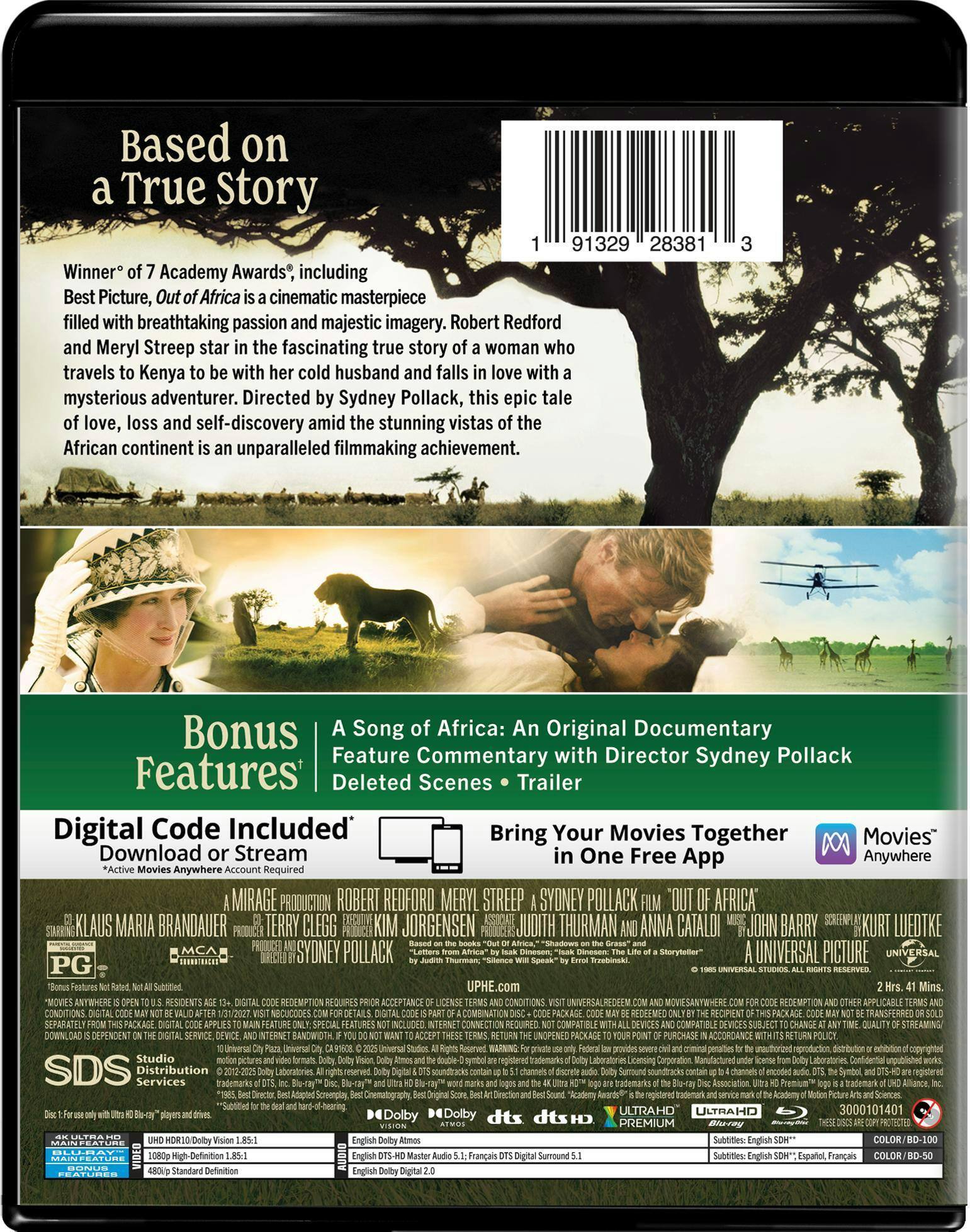 Back. Out of Africa   - 4K Blu-Ray.