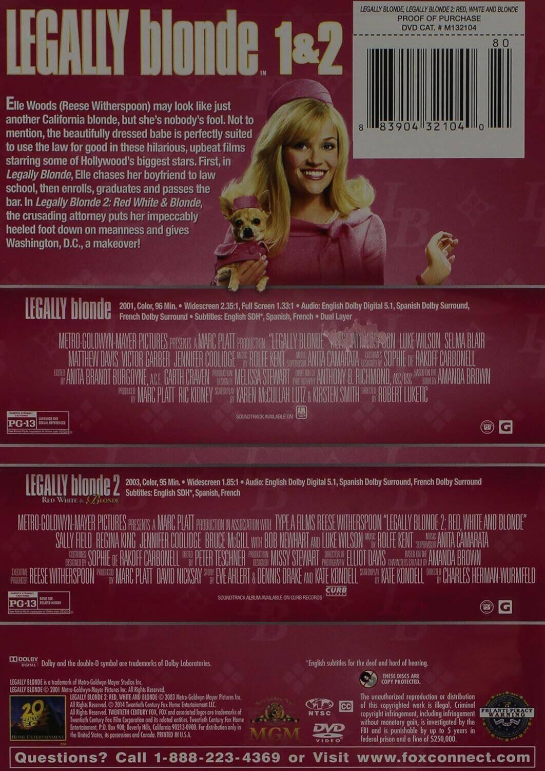 Alt View 1. Legally Blonde 1 & 2   - DVD.