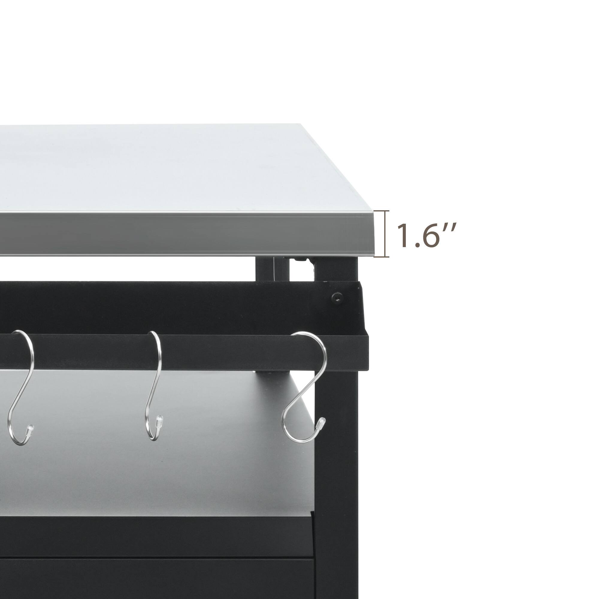 Alt View 6. Spaco - Spaco 54.5" Outdoor Kitchen Island with Stainless Steel Tabletop,with Storage Cabinet, Spice Rack and Towel Rack - Black.