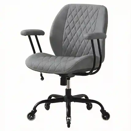 Front. Frangdom - Ergonomic Office Chair Lumbar Support Adjustable Swivel Task - Grey Leather Lumbar Support Adjustable Height.