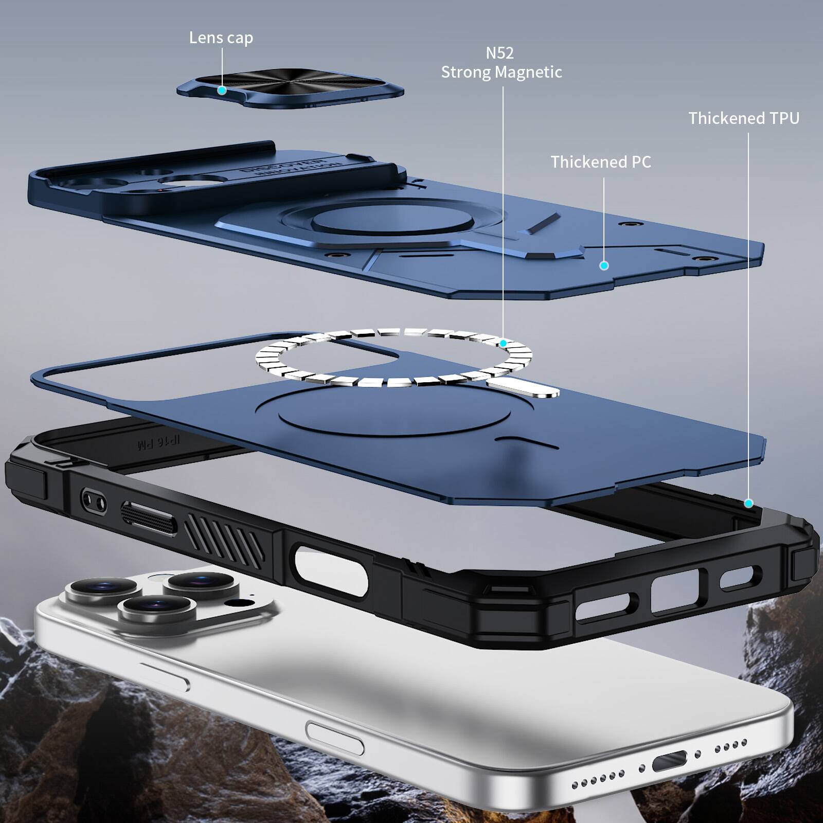 Lens cap  
N52 Strong Magnetic  
Thickened TPU  
Thickened PC