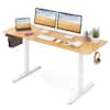 Front. Costway - Costway 63 x 24 Inch Sit Stand Desk Height Adjustable Electric Standing Desk - Natural.