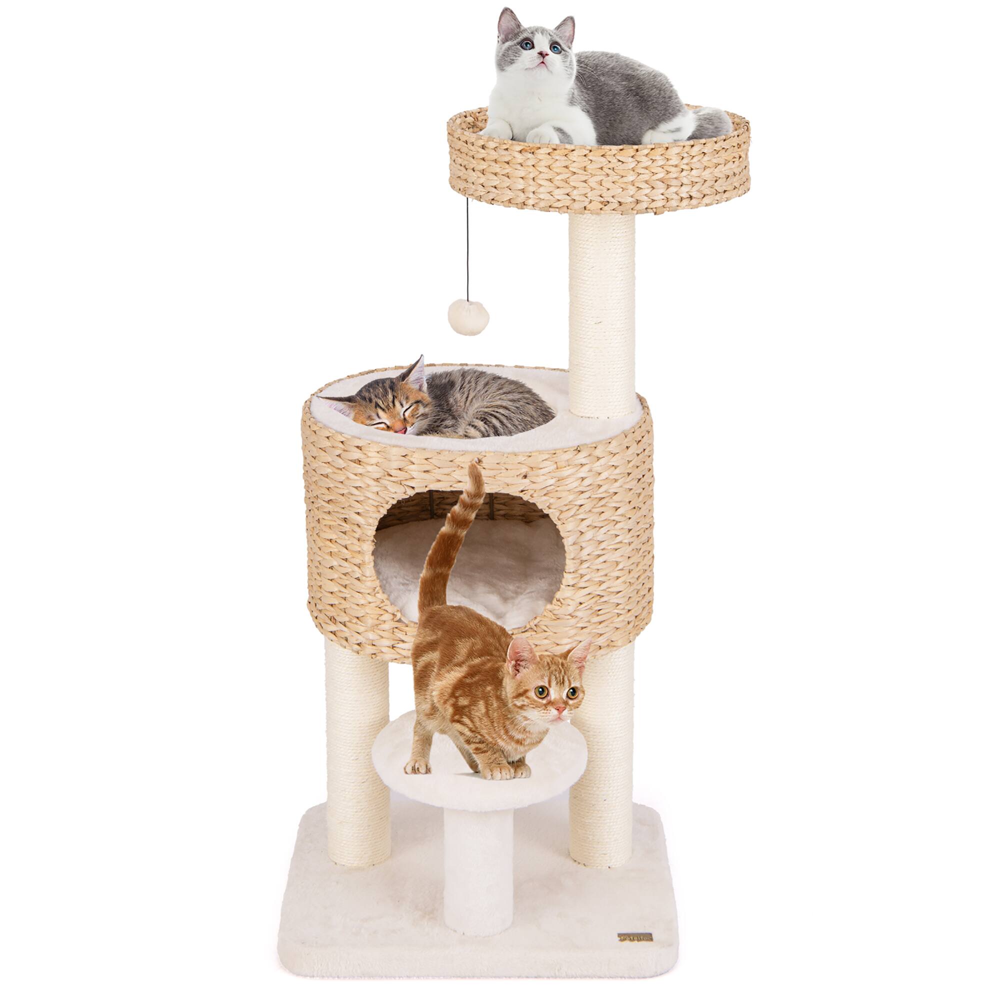 Alt View 9. Gymax - Gymax Modern Cat Tree w/Top Perch Cattail Fluff Condo Cozy Nest Sisal Scratching Posts.