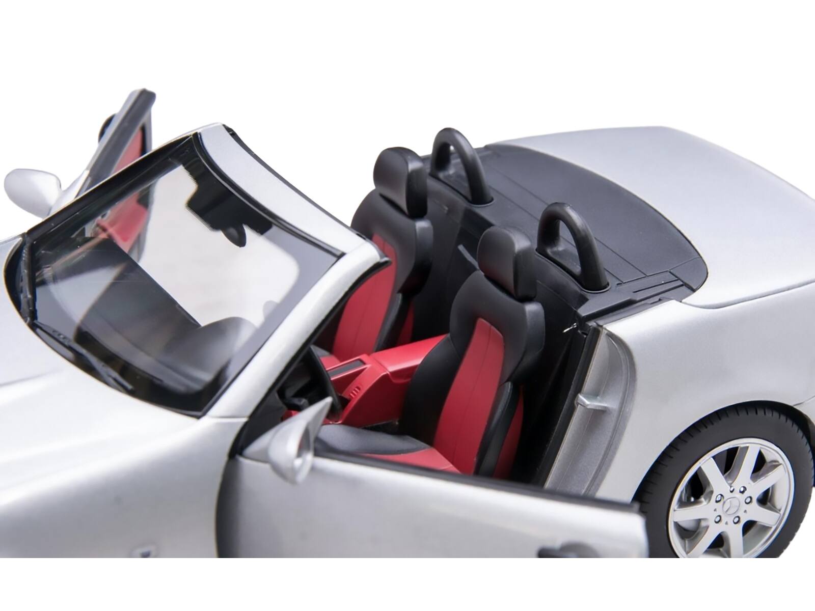 Alt View 2. Norev - 1996 Mercedes-Benz SLK Convertible Brilliant Silver Metallic 1/18 Diecast Model Car by Norev.