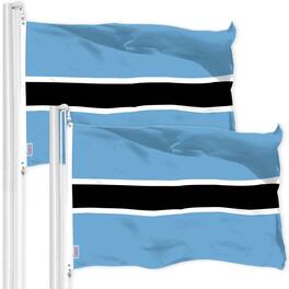 G128 - Botswana Flag 2-Pack 3x5 Ft 150D Polyester Indoor/Outdoor Brass Grommets - Light Blue, Black, White