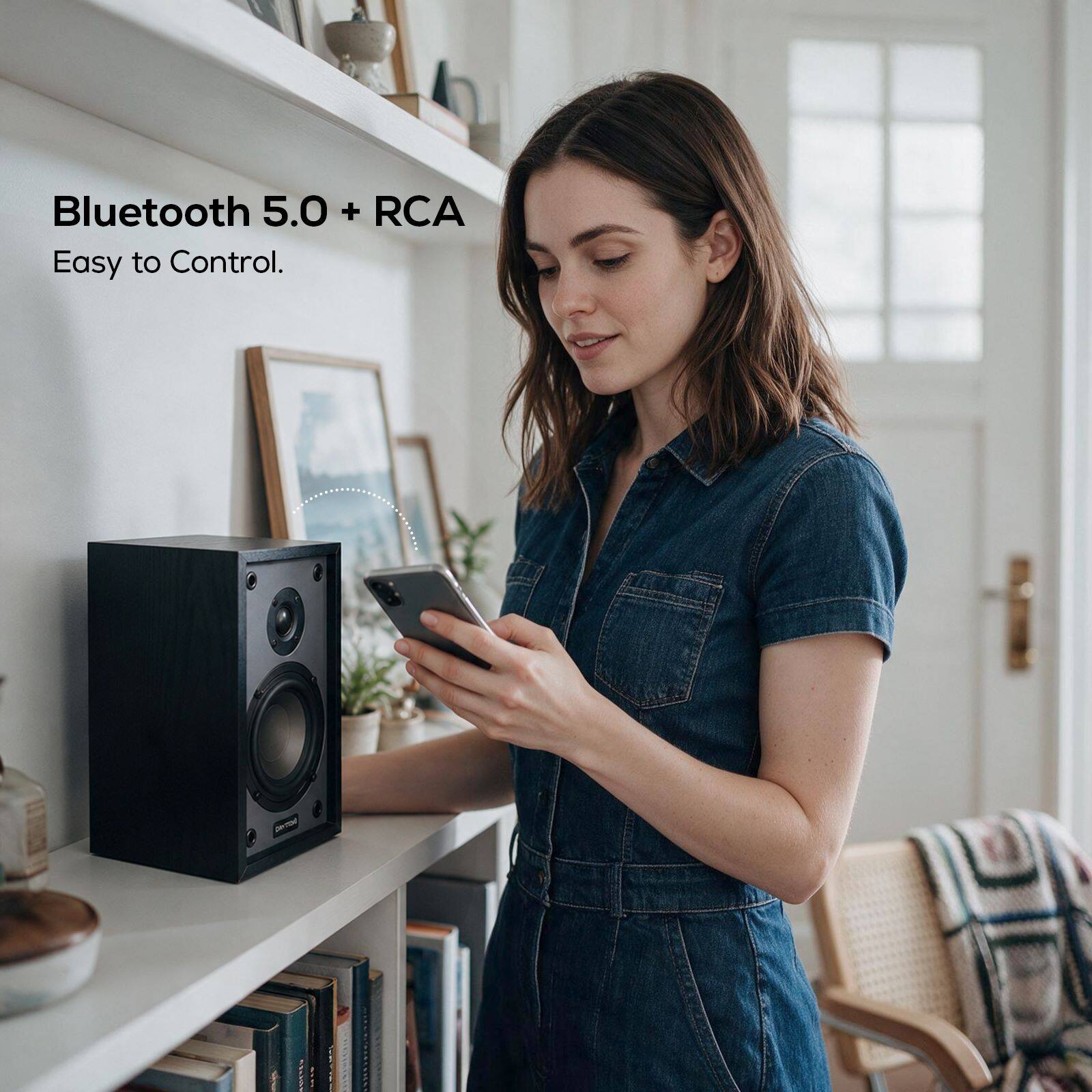 Bluetooth 5.0 + RCA  
Easy to Control.