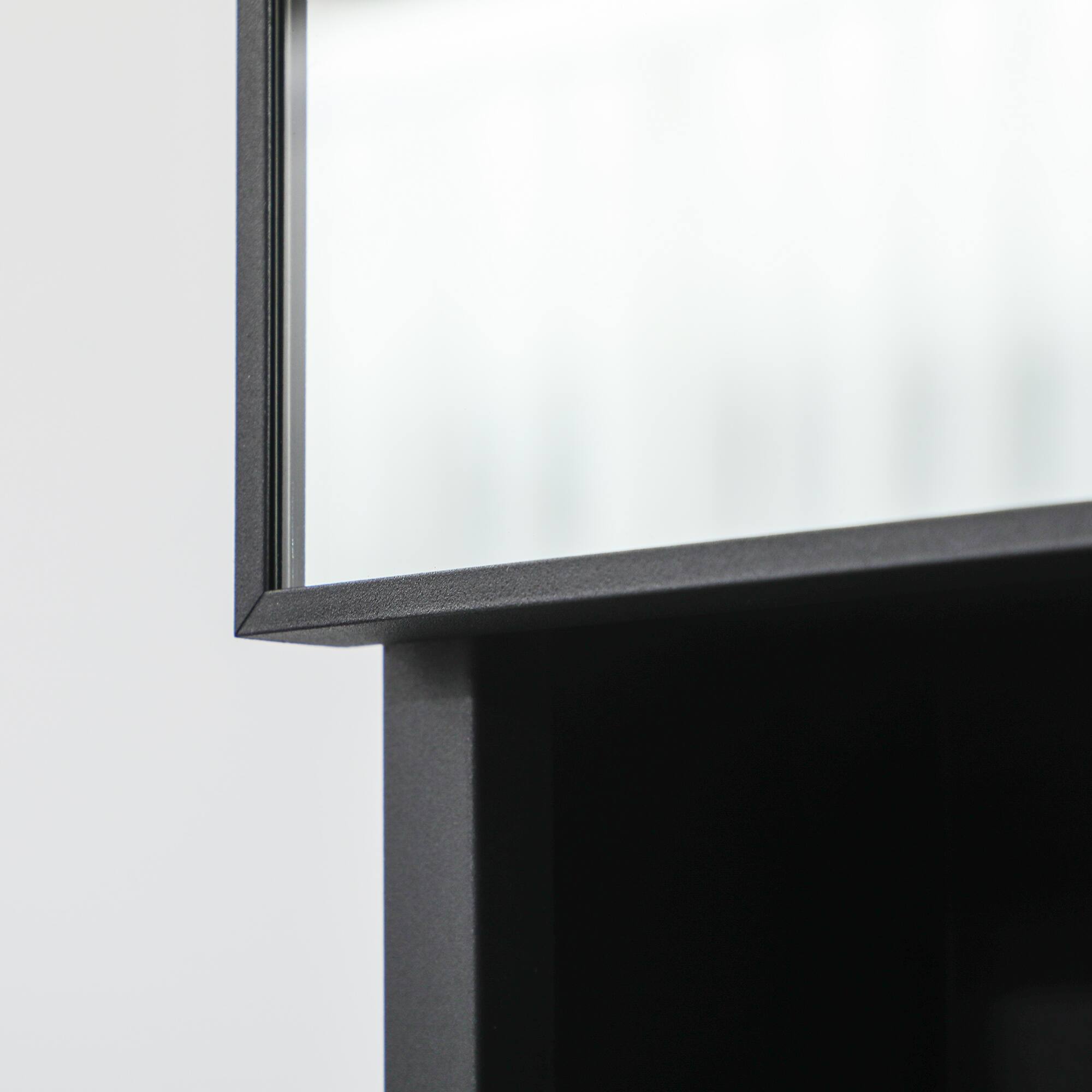 Left. TinyHomie - Wall-Mounted Medicine Cabinet Bathroom Mirror Cabinet with Double Doors and Storage Shelves Black - Black.