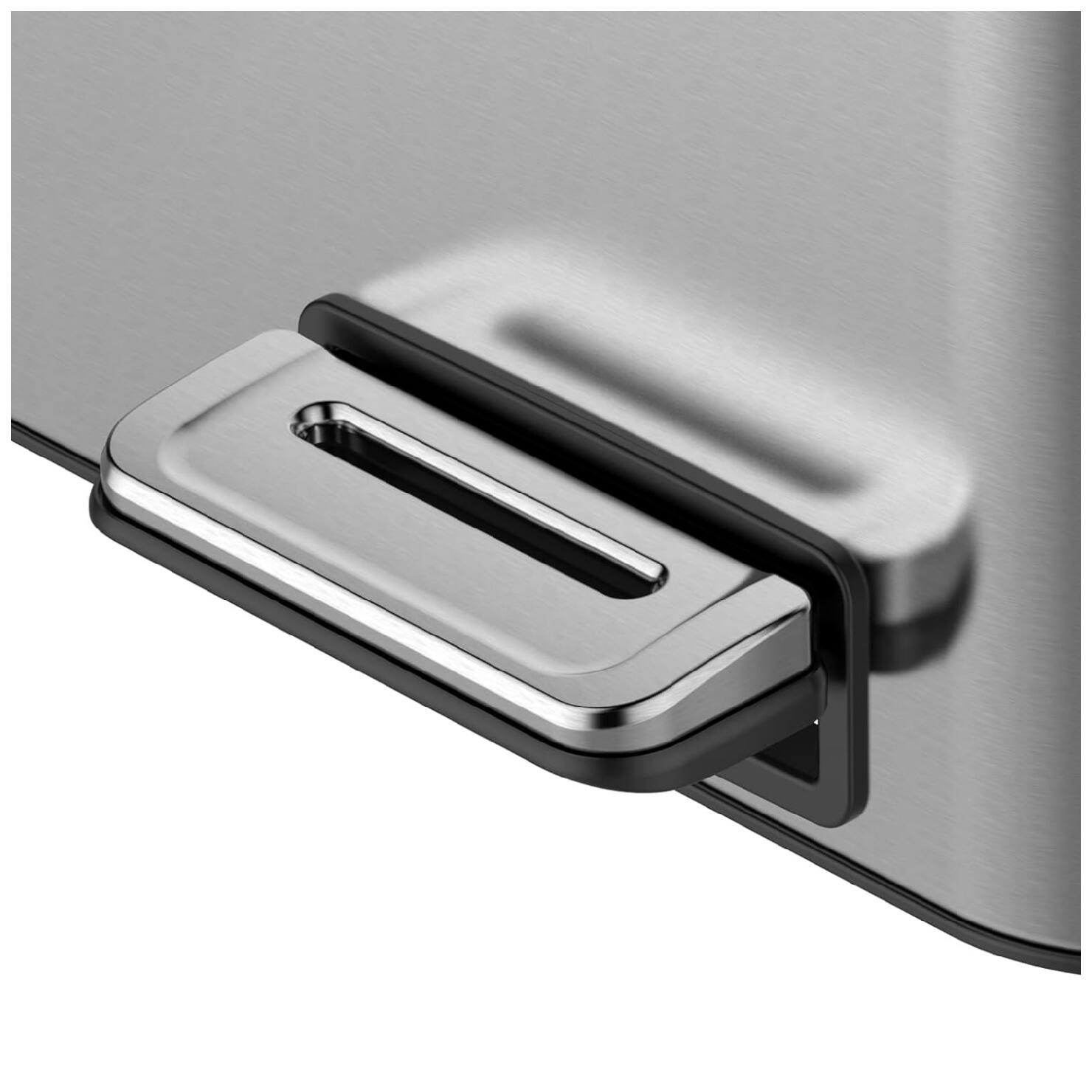 Alt View 2. GARVEE - Dual Compartment 40L Stainless Steel Kitchen Bin – Soft-Close Pedal, 2 Removable Buckets - Silver.