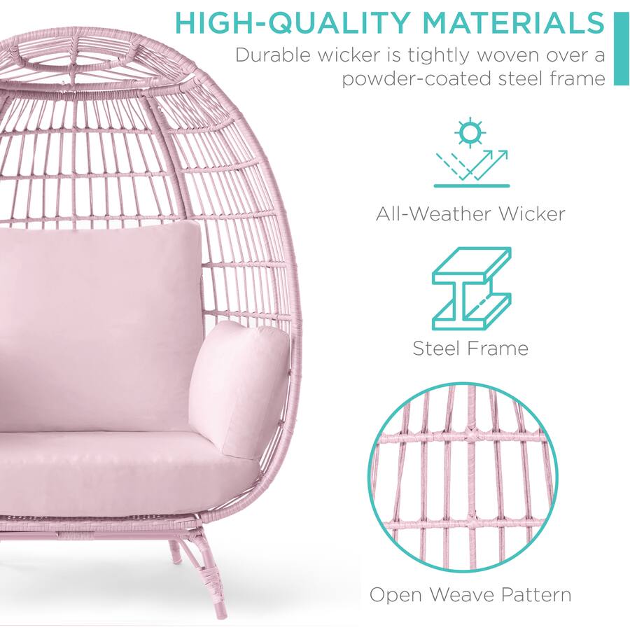 Best Choice Products Wicker Egg Chair Oversized Indoor Outdoor Patio ...