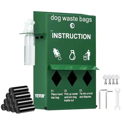 dog waste bags
INSTRUCTION
01. Place hand into bag
02. Pick up waste and turn bag inside out
03. Tie into a knot and dispose
VEVOR
