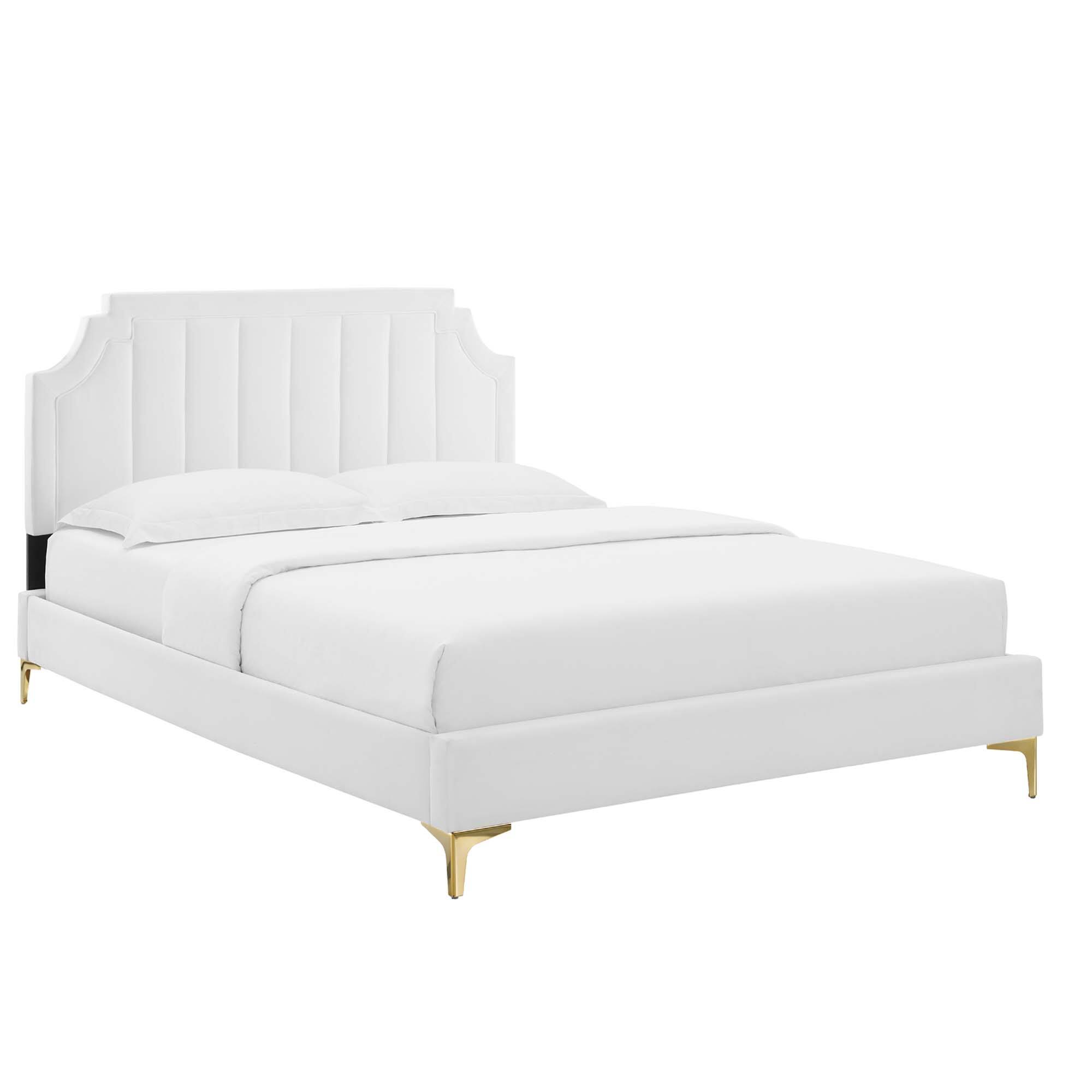 Angle. Modway - Celine Channel Tufted Performance Velvet King Platform Bed - Red.