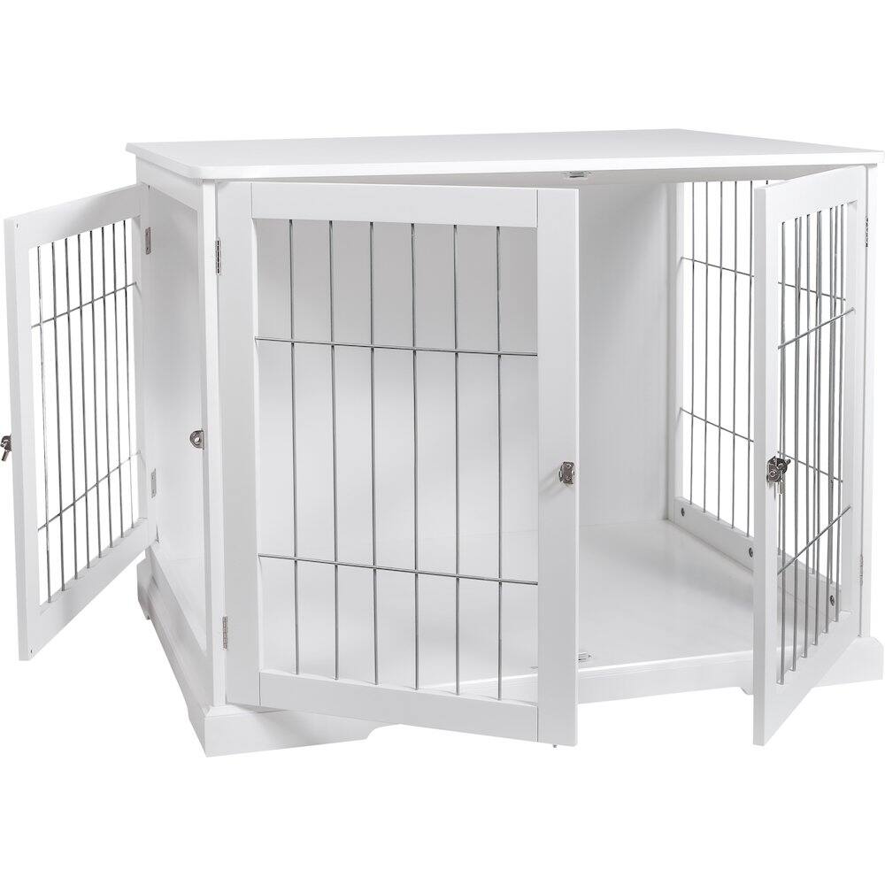 Alt View 2. TRIXIE - 32.7" Dog Crate, Wooden Indoor Kennel Furniture for Dogs Up to 50 lb - White.