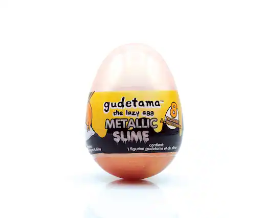 gudetama" 8 the lazy e9g
TO COLLECT METALLIC COLLECTIONS
a SLIME
contient:
tons et du slime
iqre & slime
1 figurine gudetama
CRETEL Gi