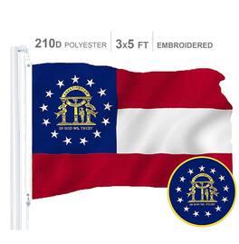 G128 - Georgia State Flag Embroidered Polyester 3x5 ft - Assorted Colors