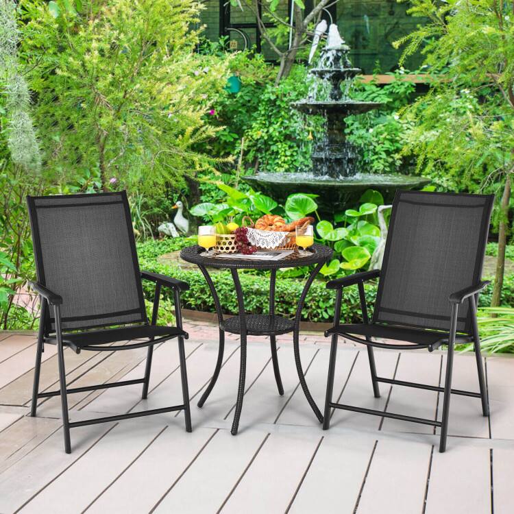 Alt View 1. SlickBlue - Outdoor Folding Chairs for Patio Seating, Set of Two with Armrests - Black.