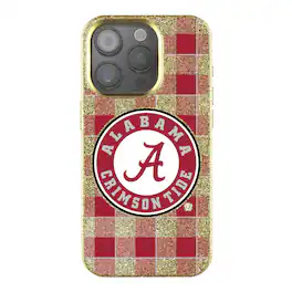 Keyscaper - NCAA - Alabama Crimson Tide Plaid Bling iPhone Case - 14 - Gold
