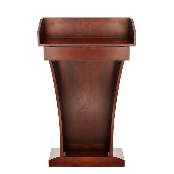 Angle. AdirOffice - Podium Lectern, Wood Podium Presentation Lectern Stand with Drawer - Cherry.