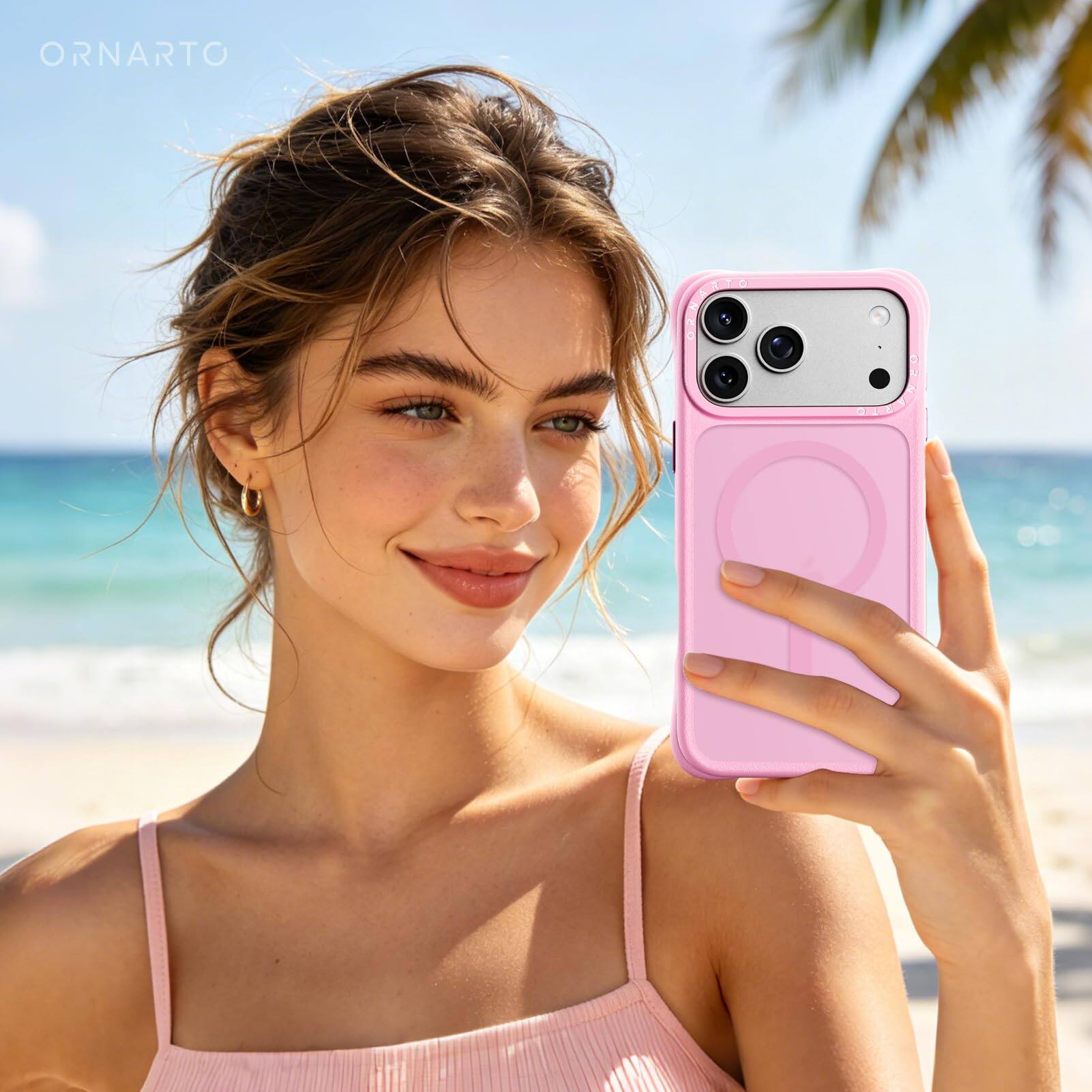 Alt View 7. Ornarto - ORNARTO for iPhone 17 Pro Max Case 6.9", Slim Shockproof Translucent Matte Phone Case with MagSafe, Ballet Blush - Ballet Blush.