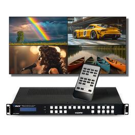 Orei - 4K@60hz 4x16 HDMI™ Matrix w/ Video Wall Seamless, Audio Extract Multiview - Black