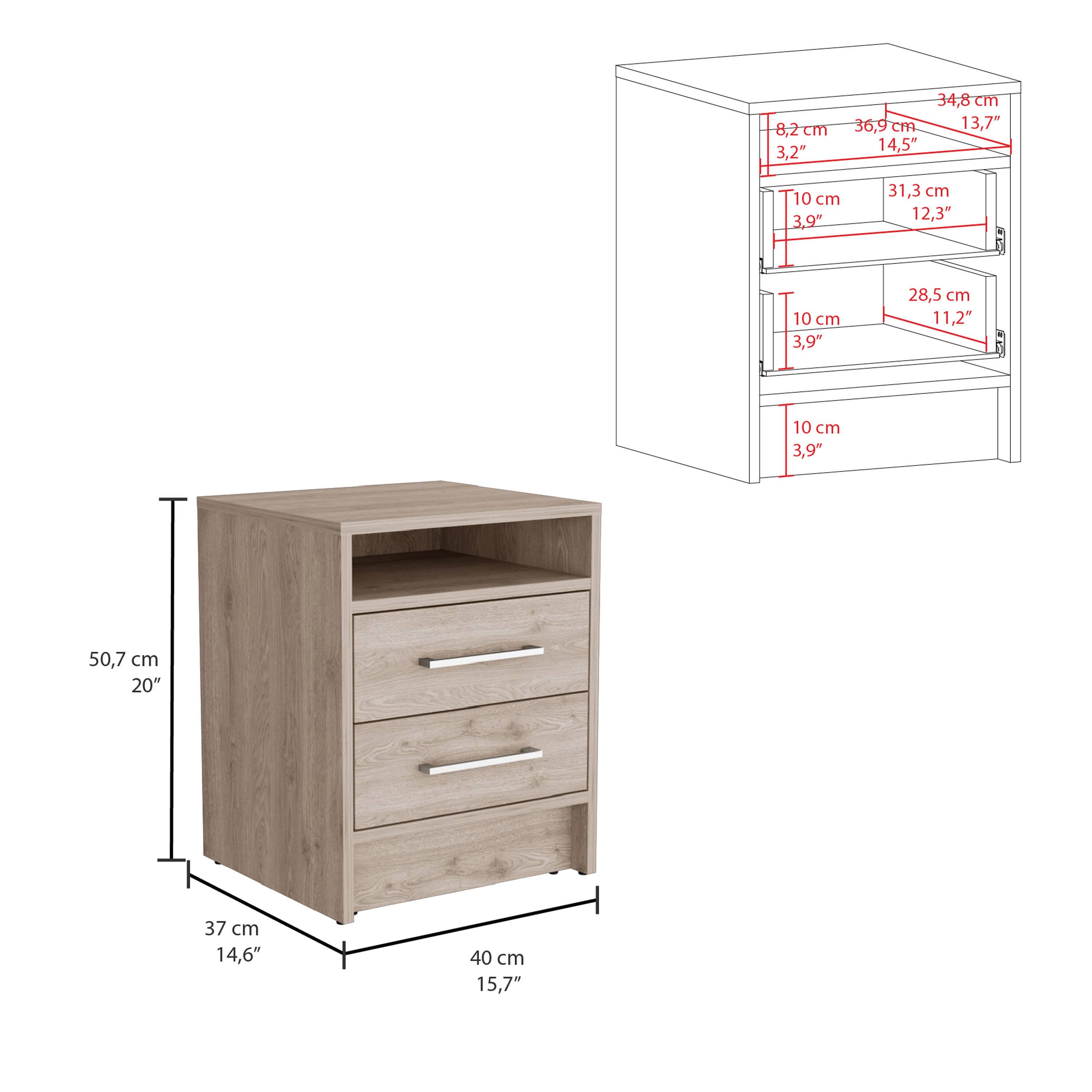 Left. Spaco - Spaco Nightstand with 2 Darwers, End Table, Side Table Superior Top for Bedroom - Gray.