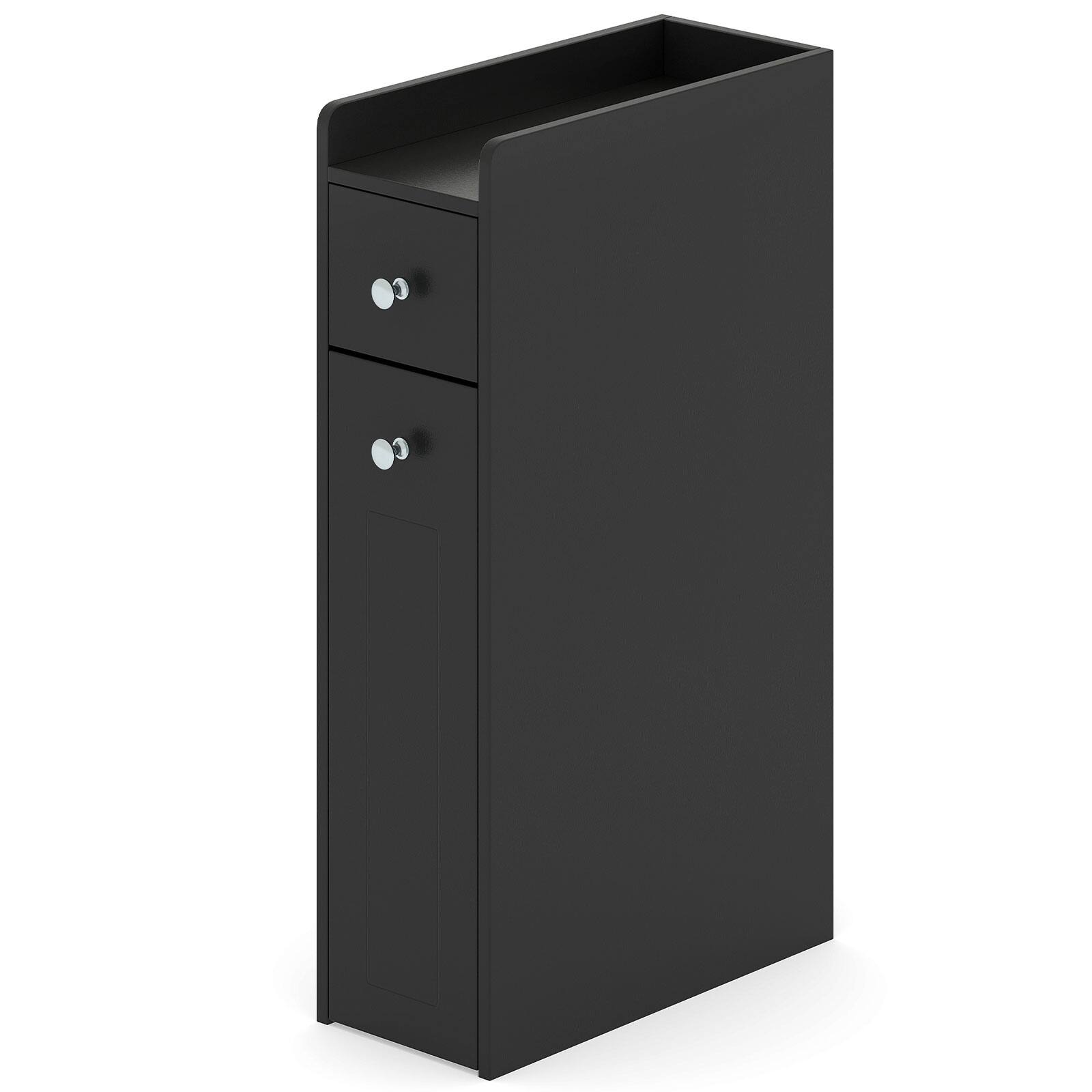 Alt View 9. Gymax - Gymax Small Bathroom Storage Cabinet 4-Tier Narrow Toilet Side Storage Cabinet Black - Black.