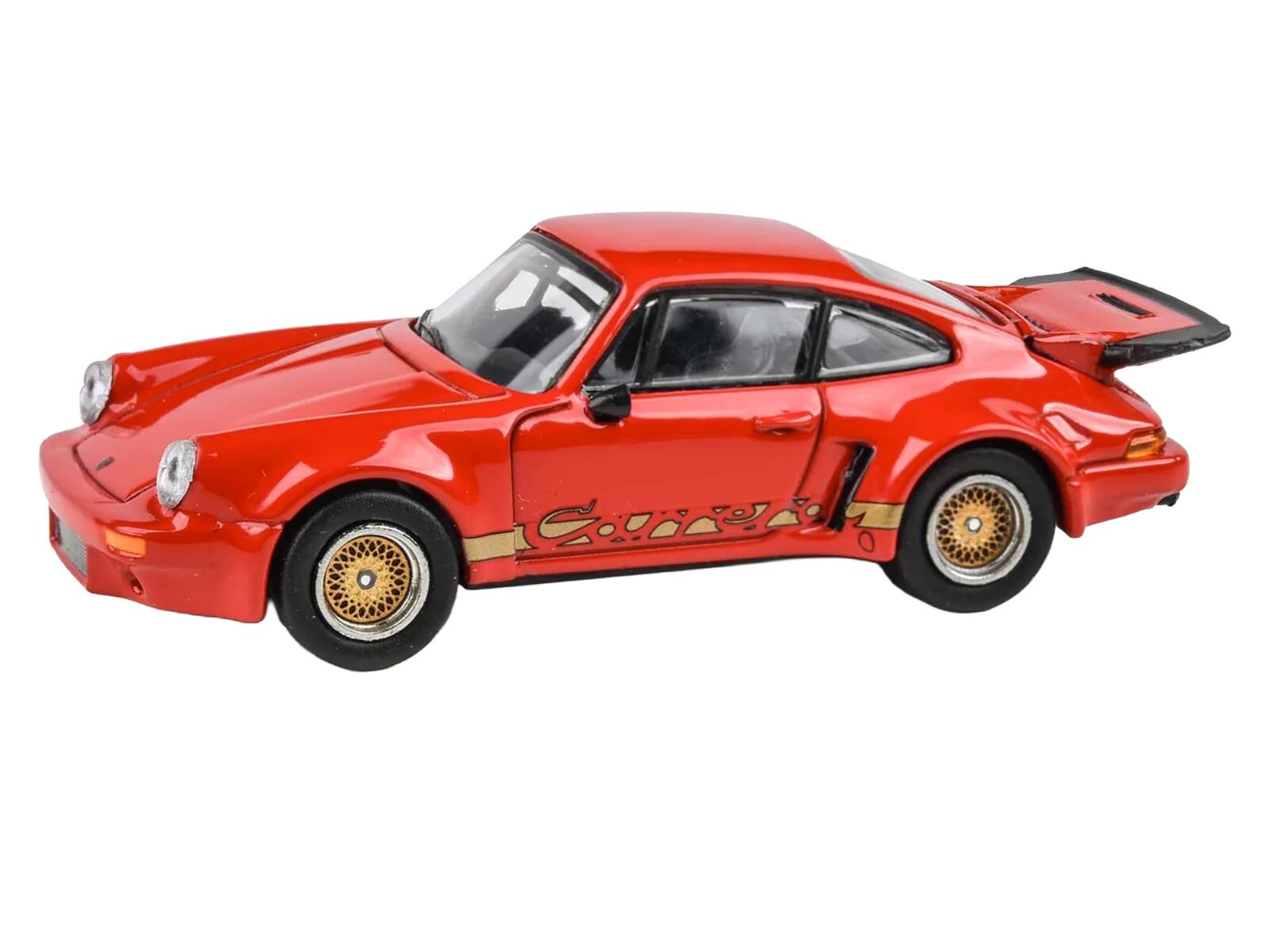 Alt View 4. Paragon - Porsche 911 Carrera RSR 3.0 Guards Red with Gold Stripes and Wheels 1/64 Diecast Model Car by Paragon.