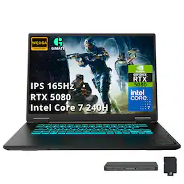 GIGABYTE - Upgraded - A16 PRO 16" IPS Gaming Laptop,Intel Core 7 240H,32GB RAM,2TB SSD+1TB Dock Set,GeForce RTX 5080,Win11Pro - Black
