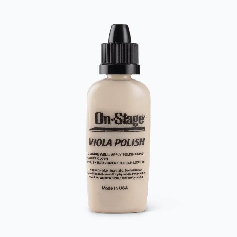 On-Stage VIOLA POLISH  
1. SHAKE WELL. APPLY POLISH USING A SOFT CLOTH. POLISH INSTRUMENT TO HIGH LUSTER.  
Not to be taken internally. Do not induce vomiting. Keep out of reach of children. Shake well before using.  
Made in USA
