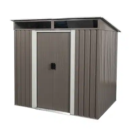Front. Mondawe - 6ft x 5ft Outdoor Metal Storage Shed with Transparent plate - Grey.