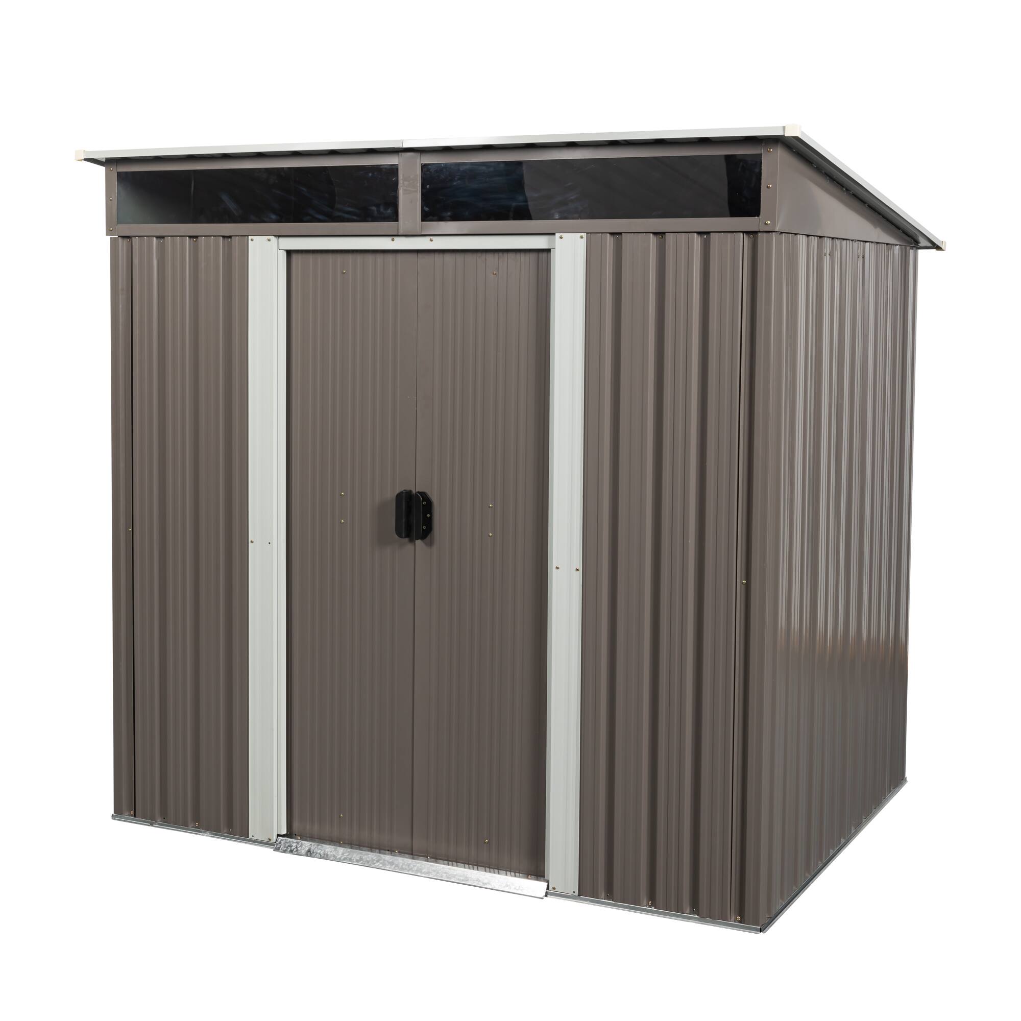 Mondawe - 6ft x 5ft Outdoor Metal Storage Shed with Transparent plate - Gray