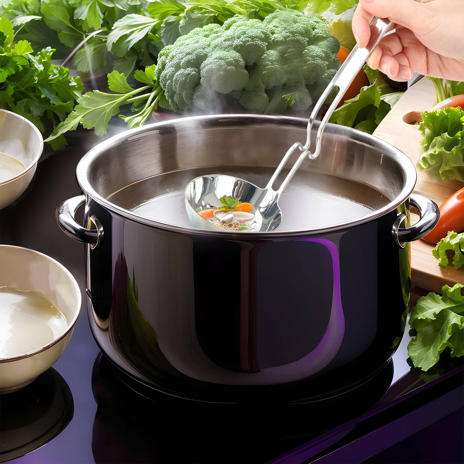 Alt View 2. KITCHENTREND - KitchenTrend 2Pcs Ladle and Skimmer Serving Spoon Strainer Spoon For Kitchen Home Use Large Capacity Wall Mounted.