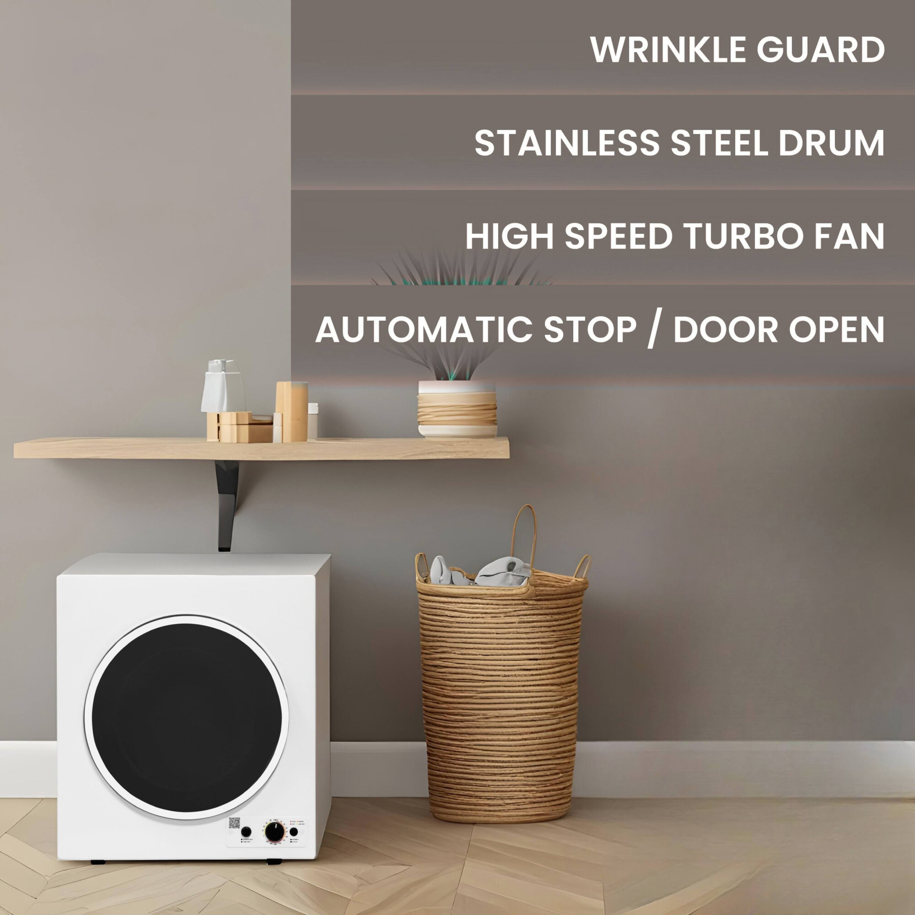 WRINKLE GUARD  
STAINLESS STEEL DRUM  
HIGH SPEED TURBO FAN  
AUTOMATIC STOP / DOOR OPEN