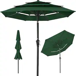 Best Choice Products - 10ft 3-Tier Patio Umbrella, Market Sun Shade w/ Tilt Adjustment, Easy Crank - Green
