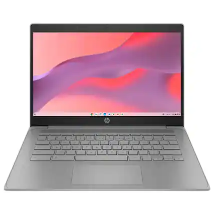 Front. HP - Chromebook 14a-ne1013dx 14" Intel Celeron N4500 1.10 GHz up to 2.8 GHz 4GB RAM 64GB eMMC ChromeOS - Silver.