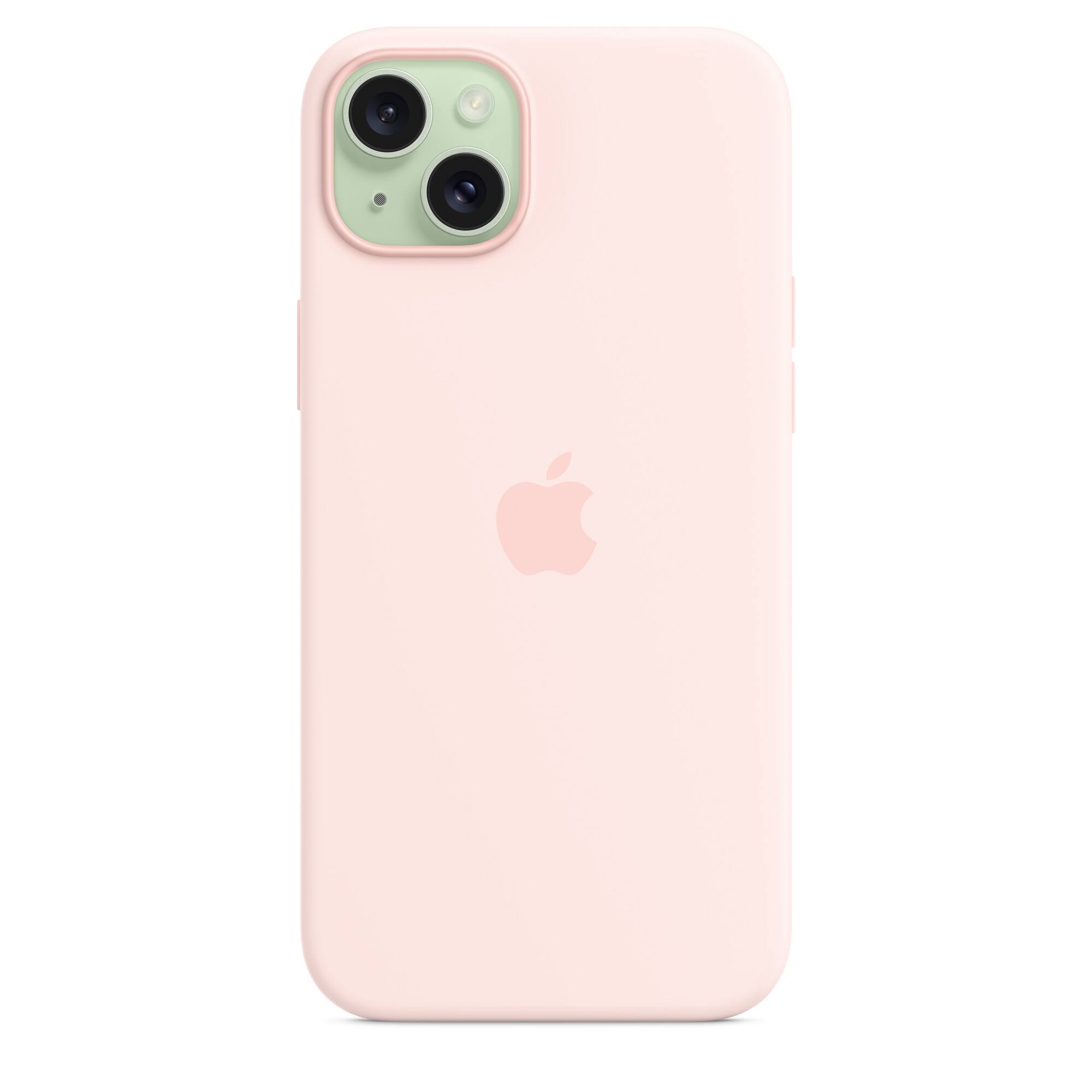 Back. Apple - Apple Silicone Case with MagSafe for iPhone 15 Plus (A2847, A3093, A3094, A3096) - Light Pink - Light Pink.